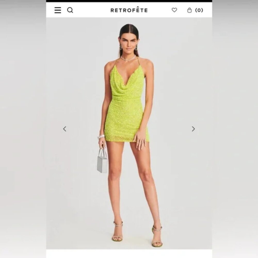 Retrofete Mich mini Dress, Lime Green; Size: S NWT